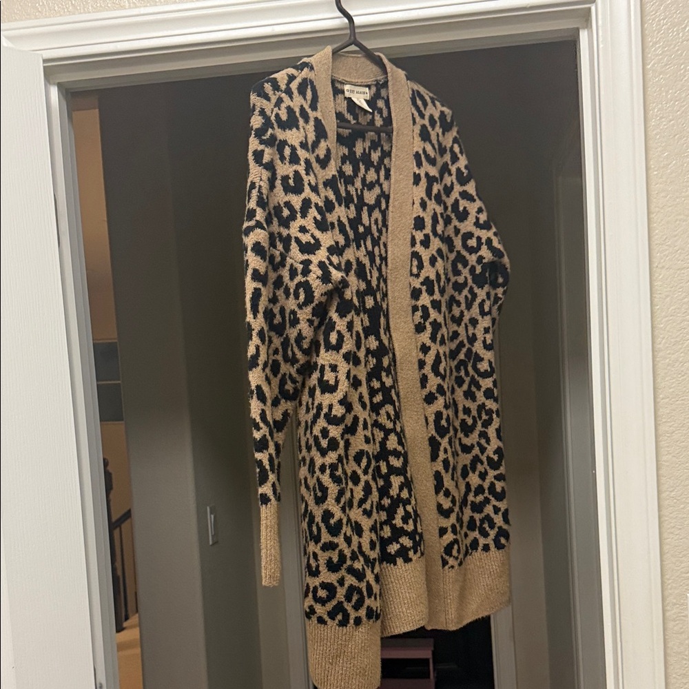 Leopard Print Open Front Cardigan